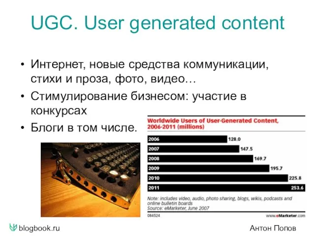 blogbook.ru Антон Попов UGC. User generated content Интернет, новые средства коммуникации, стихи