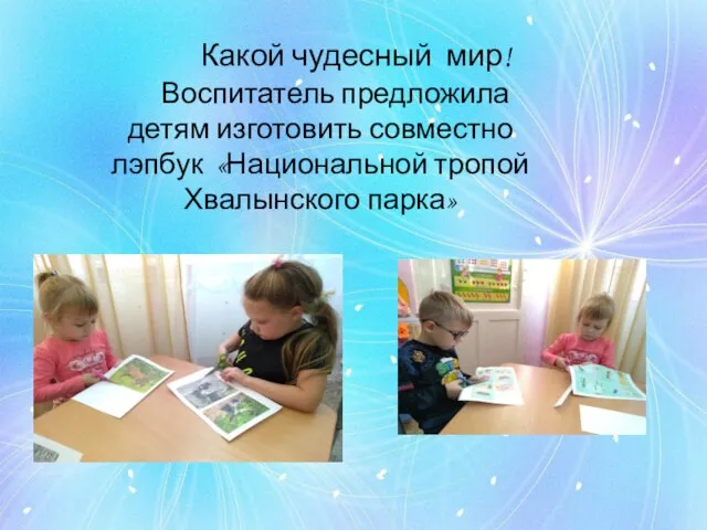 Какой чудесный мир! Воспитатель предложила детям изготовить совместно лэпбук «Национальной тропой Хвалынского парка»