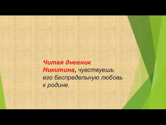 Читая дневник Никитина, чувствуешь его беспредельную любовь к родине.