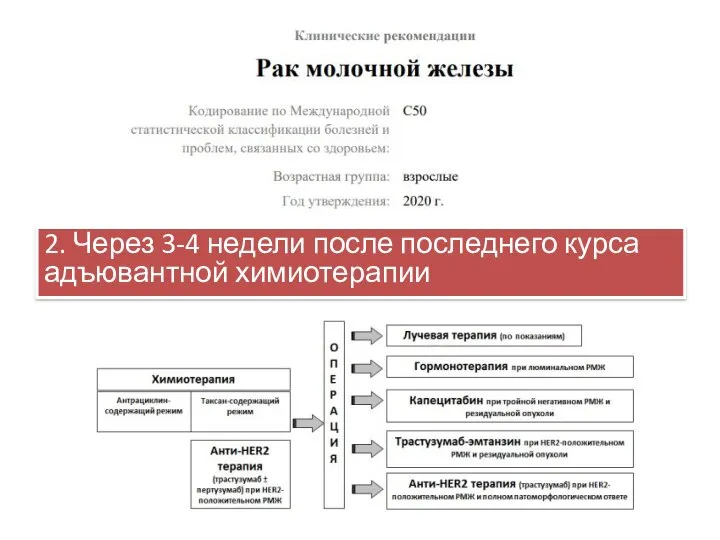 2. Через 3-4 недели после последнего курса адъювантной химиотерапии