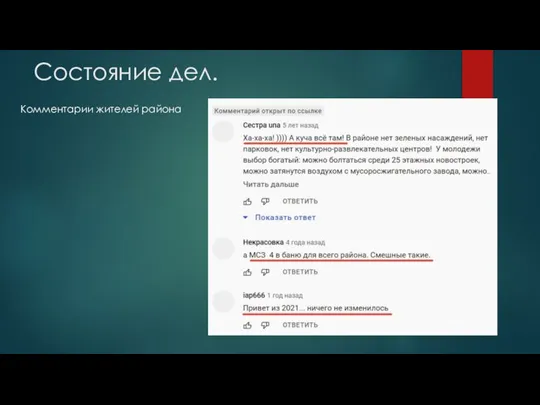 Состояние дел. Комментарии жителей района