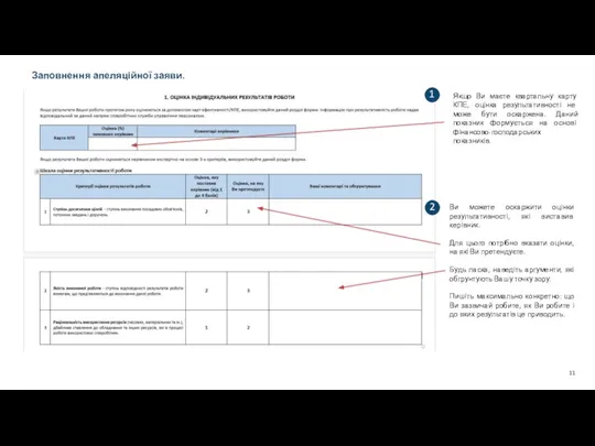 Заповнення апеляційної заяви. Якщо Ви маєте квартальну карту КПЕ, оцінка результативності не