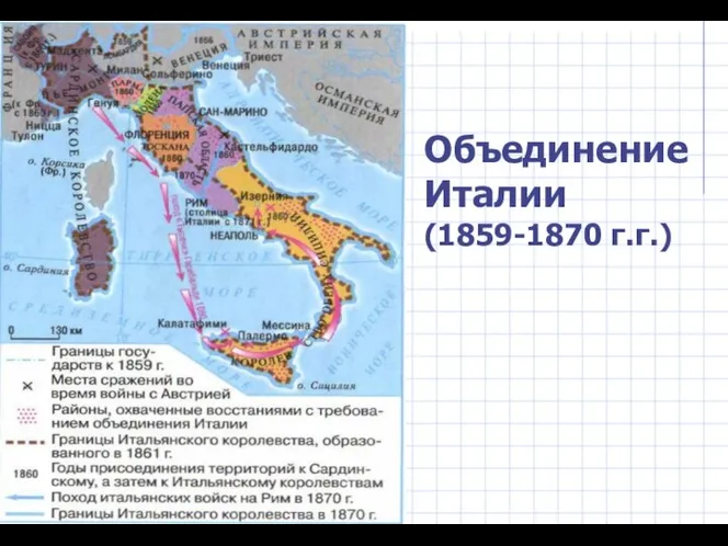 Национальная объединение италии. Объединение Италии 1859-1870. Объединение Италии. Границы Италии к 1859.