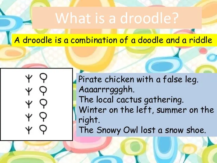 What is a droodle? A droodle is a combination of a doodle