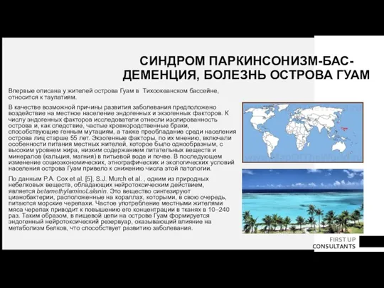 СИНДРОМ ПАРКИНСОНИЗМ-БАС-ДЕМЕНЦИЯ, БОЛЕЗНЬ ОСТРОВА ГУАМ Впервые описана у жителей острова Гуам в