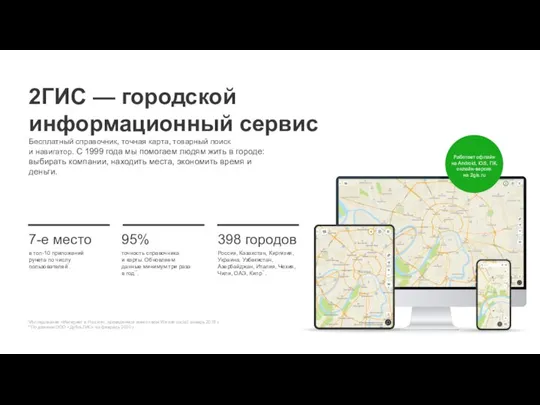 2ГИС — городской информационный сервис Бесплатный справочник, точная карта, товарный поиск и