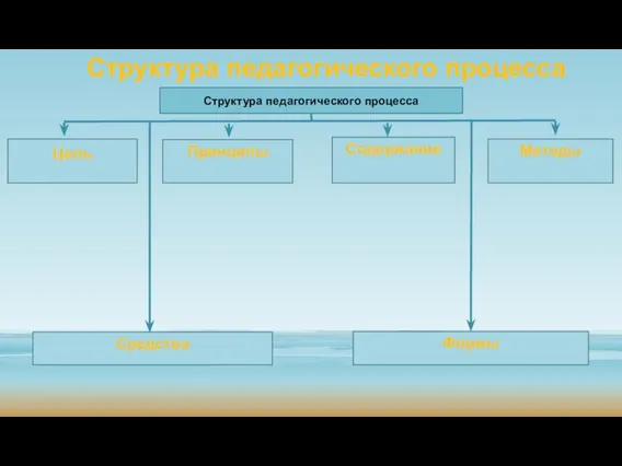 Структура педагогического процесса Средства Структура педагогического процесса Формы Цель Принципы Содержание Методы
