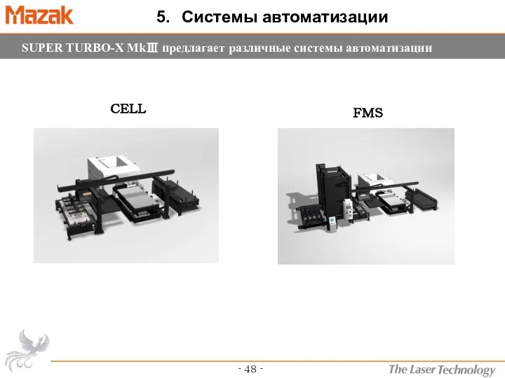 5. Системы автоматизации SUPER TURBO-X MkⅢ предлагает различные системы автоматизации ＣＥＬＬ ＦＭＳ ‐ ４８ ‐
