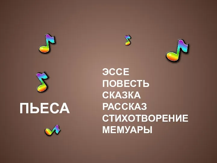 ЭССЕ ПОВЕСТЬ СКАЗКА РАССКАЗ СТИХОТВОРЕНИЕ МЕМУАРЫ ПЬЕСА