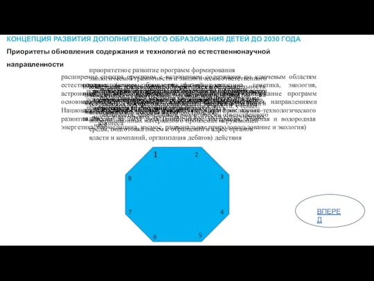 КОНЦЕПЦИЯ РАЗВИТИЯ ДОПОЛНИТЕЛЬНОГО ОБРАЗОВАНИЯ ДЕТЕЙ ДО 2030 ГОДА Приоритеты обновления содержания и