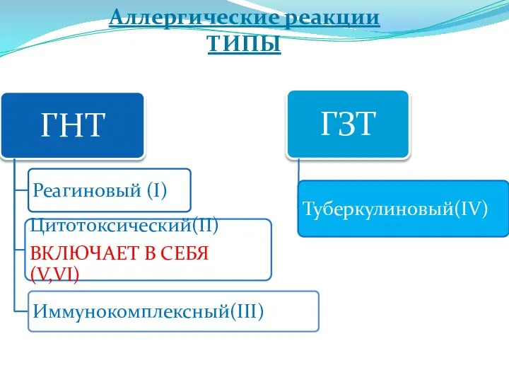 Аллергические реакции ТИПЫ