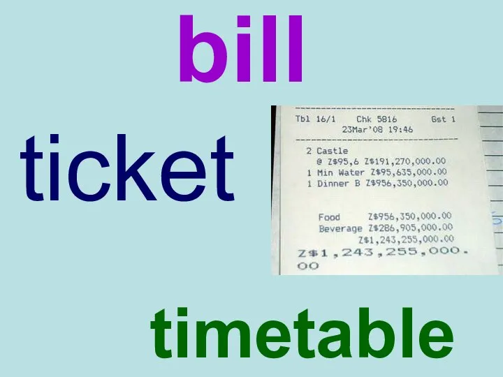 bill ticket timetable