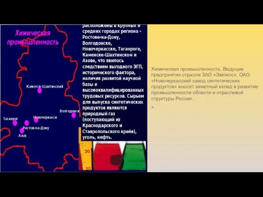 Химическая промышленность. Ведущие предприятия отрасли ЗАО «Эмпилс», ОАО «Новочеркасский завод синтетических продуктов»