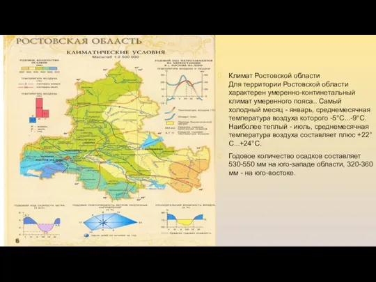 Климат Ростовской области Для территории Ростовской области характерен умеренно-континетальный климат умеренного пояса..