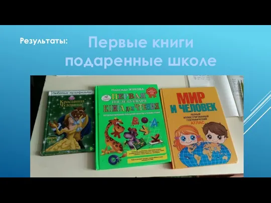Первые книги подаренные школе Результаты: