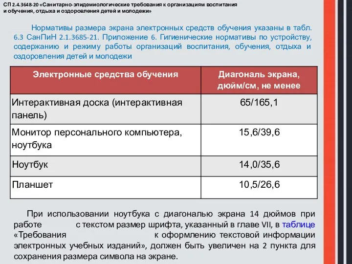 СП 2.4.3648-20 «Санитарно-эпидемиологические требования к организациям воспитания и обучения, отдыха и оздоровления