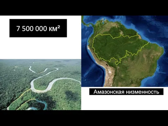 7 500 000 км² Амазонская низменность 7 500 000 км²