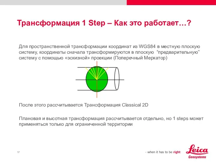 Трансформация 1 Step – Как это работает…? Для пространственной трансформации координат из