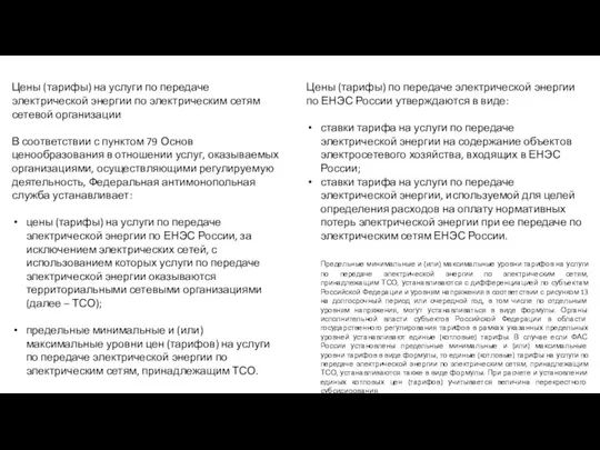 Цены (тарифы) на услуги по передаче электрической энергии по электрическим сетям сетевой