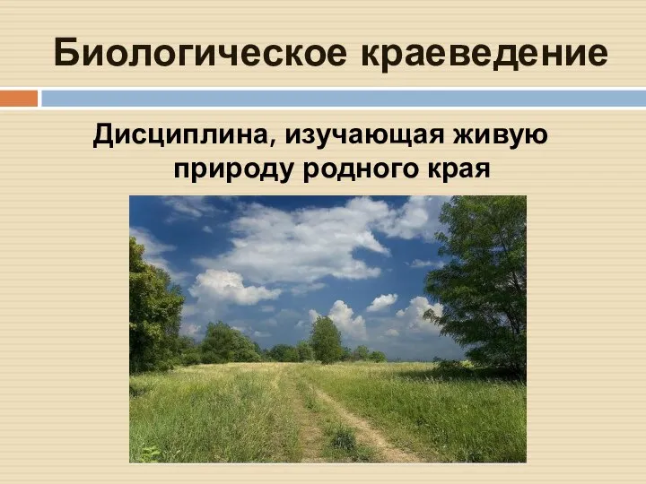 Биологическое краеведение Дисциплина, изучающая живую природу родного края