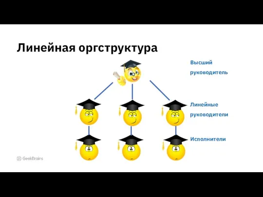 Линейная оргструктура Высший руководитель Линейные руководители Исполнители