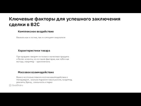 Ключевые факторы для успешного заключения сделки в B2C Взывать как к логике,