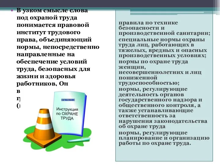 правила по технике безопасности и производственной санитарии; специальные нормы охраны труда лиц,