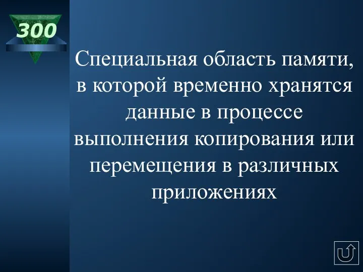 300 Специальная область памяти, в которой временно хранятся данные в процессе выполнения