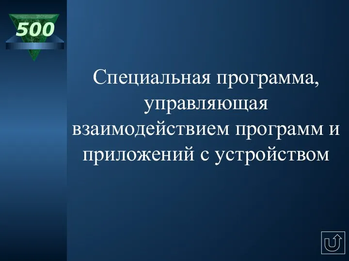 500 Специальная программа, управляющая взаимодействием программ и приложений с устройством