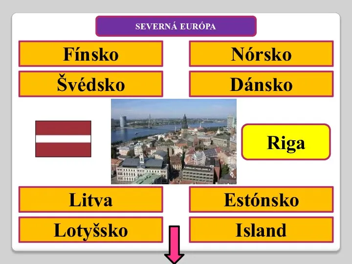 Fínsko Švédsko Nórsko Dánsko Island Litva Lotyšsko SEVERNÁ EURÓPA Riga Estónsko