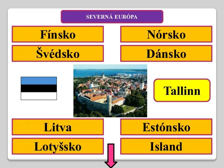 Fínsko Švédsko Nórsko Dánsko Island Litva Lotyšsko SEVERNÁ EURÓPA Tallinn Estónsko