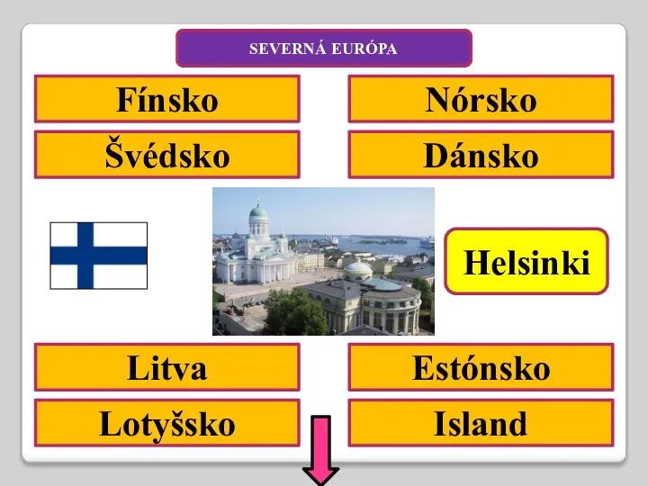 Fínsko Švédsko Nórsko Dánsko Island Litva Lotyšsko SEVERNÁ EURÓPA Helsinki Estónsko