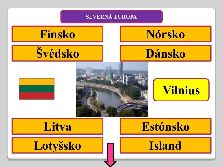 Fínsko Švédsko Nórsko Dánsko Island Litva Lotyšsko SEVERNÁ EURÓPA Vilnius Estónsko