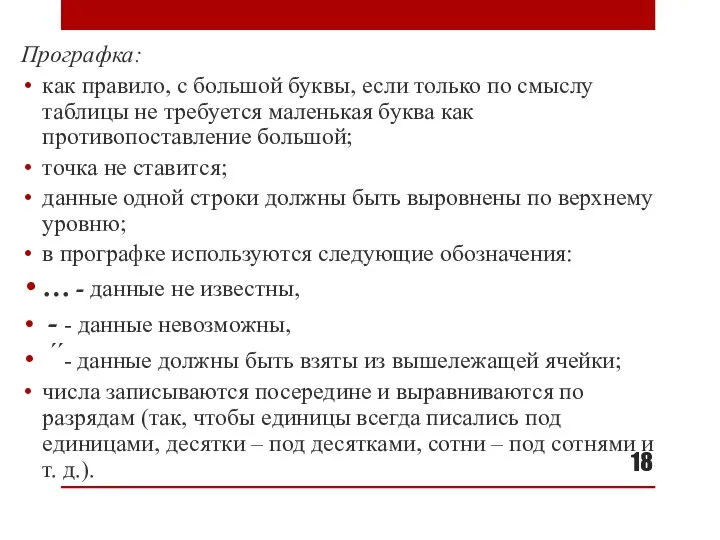 Прографка: как правило, с большой буквы, если только по смыслу таблицы не