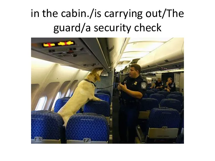 in the cabin./is carrying out/The guard/a security check