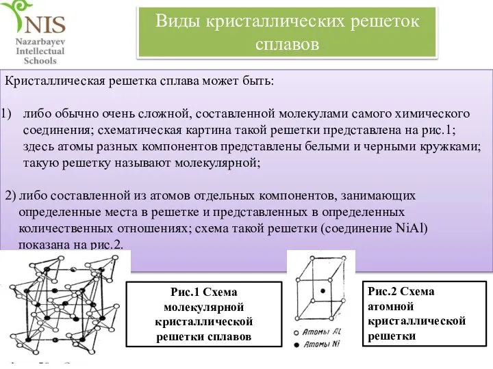 Кристаллическая решетка сплава может быть: либо обычно очень сложной, составленной молекулами самого