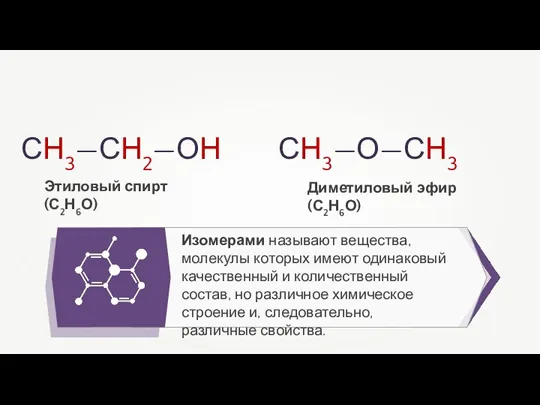 Изомерами называют вещества, молекулы которых имеют одинаковый качественный и количественный состав, но