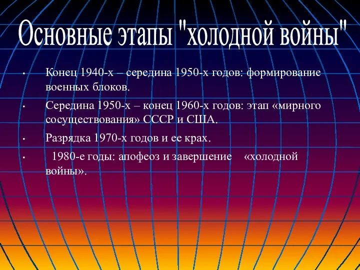 Конец 1940-х – середина 1950-х годов: формирование военных блоков. Середина 1950-х –