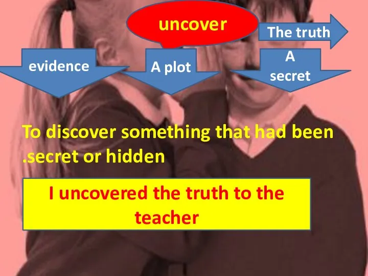 To discover something that had been secret or hidden. uncover evidence A
