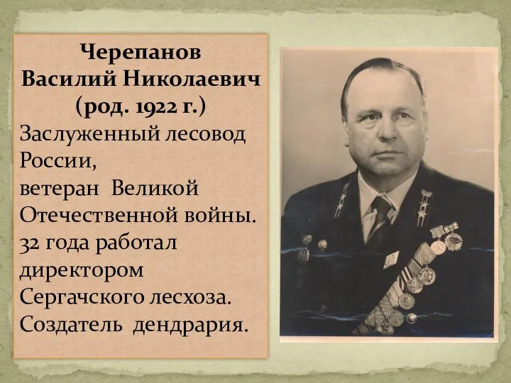 Черепанов Василий Николаевич (род. 1922 г.) Заслуженный лесовод России, ветеран Великой Отечественной