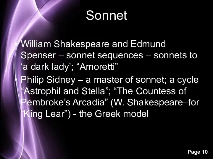 Sonnet William Shakespeare and Edmund Spenser – sonnet sequences – sonnets to