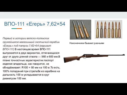 ВПО-111 «Егерь» 7,62×54 Первый в истории вятско-полянских оружейников магазинный охотничий карабин «Егерь»