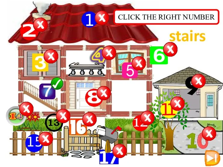 CLICK THE RIGHT NUMBER stairs