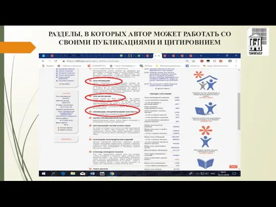 РАЗДЕЛЫ, В КОТОРЫХ АВТОР МОЖЕТ РАБОТАТЬ СО СВОИМИ ПУБЛИКАЦИЯМИ И ЦИТИРОВНИЕМ