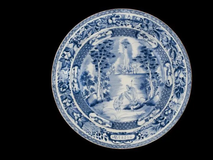 Блюдо о сценой крещения. Китай, около 1723-1735. Фарфор, синяя кобальтовая краска. Сан-Антонио, Музей Сан-Антонио
