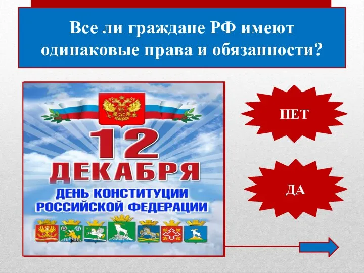 Все ли граждане РФ имеют одинаковые права и обязанности? НЕТ ДА