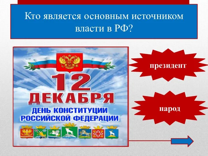 Кто является основным источником власти в РФ? президент народ