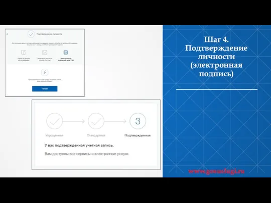 Шаг 4. Подтверждение личности (электронная подпись) www.gosuslugi.ru