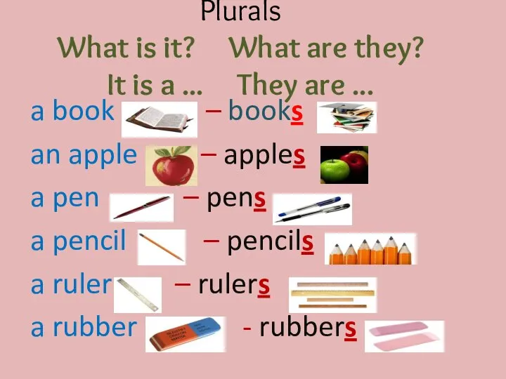 Plurals What is it? What are they? It is a ... They