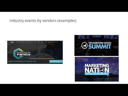 Industry events by vendors (examples)